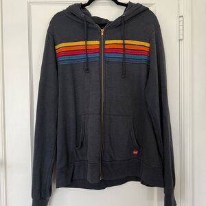 Aviator Nation Charcoal Zip-Up with Rainbow Stripes